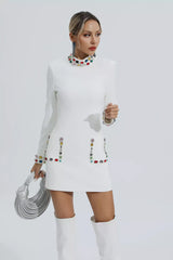 Karina White Diamond Embellishment Mini Dress