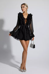 Kate Black Chiffon Mini Dress