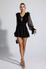 Kate Black Chiffon Mini Dress