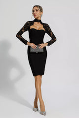 Liv Black Lace Sleeve Bandage Dress