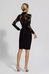 Liv Black Lace Sleeve Bandage Dress