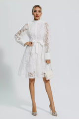 Lorelei White Lace Jacquard Mini Dress