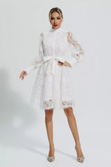 Lorelei White Lace Jacquard Mini Dress