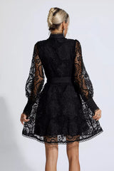 Lorelei Black Lace Jacquard Mini Dress