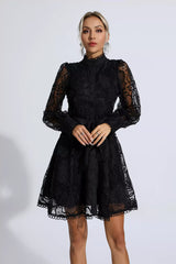 Lorelei Black Lace Jacquard Mini Dress