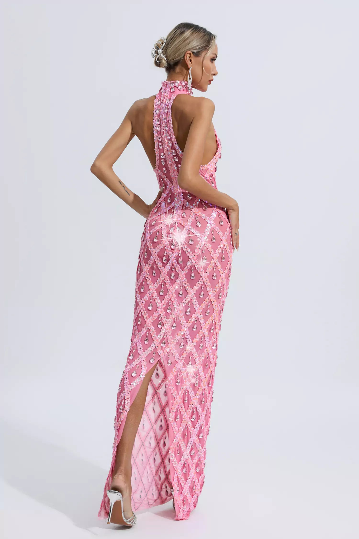 Louise Pink Diamond Maxi Dress