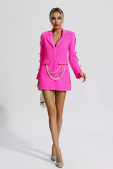 Macie Pink Pearl Embellished Blazer Dress