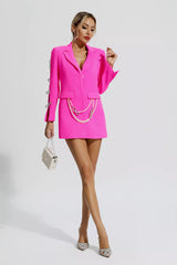 Macie Pink Pearl Embellished Blazer Dress