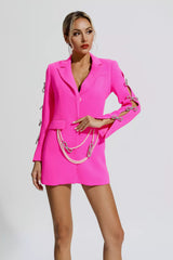 Macie Pink Pearl Embellished Blazer Dress