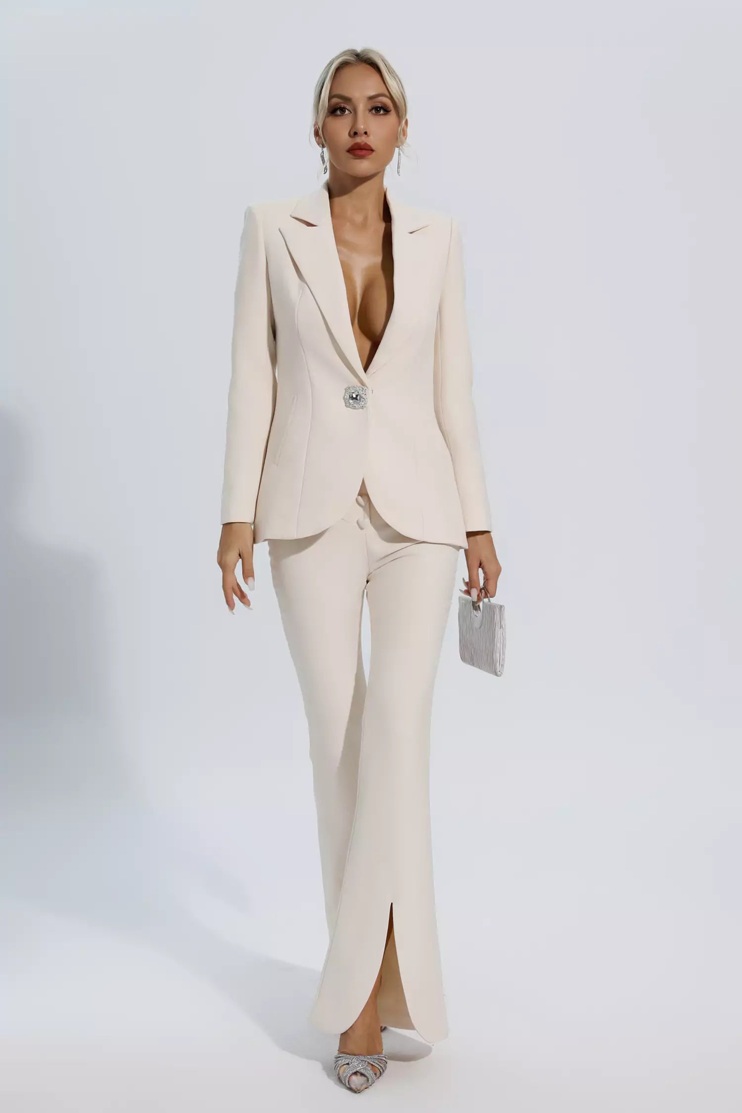 Mallory Ivory White Long Sleeve Blazer Set