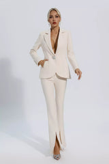 Mallory Ivory White Long Sleeve Blazer Set