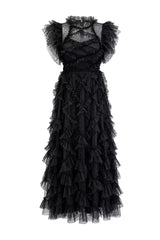 Maxine Black Embroidery Sleeveless Maxi Dress