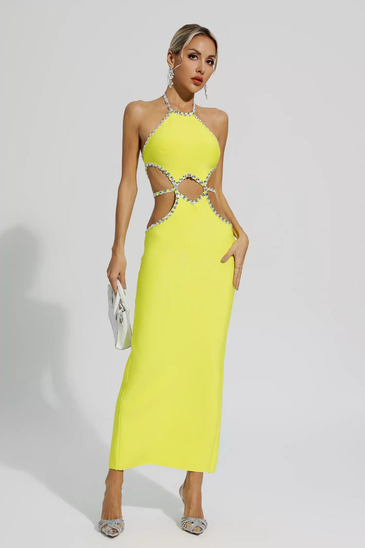 Megan Yellow Cut Out Bodycon Dress