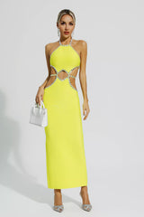 Megan Yellow Cut Out Bodycon Dress