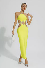 Megan Yellow Cut Out Bodycon Dress