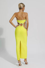 Megan Yellow Cut Out Bodycon Dress