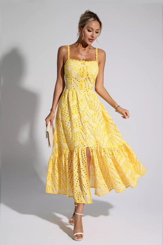 Michelle Yellow Printed Maxi Dress