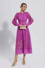 Monroe Purple Hollow Long Sleeve Maxi Dress