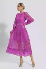 Monroe Purple Hollow Long Sleeve Maxi Dress