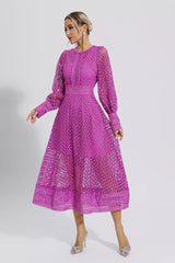 Monroe Purple Hollow Long Sleeve Maxi Dress