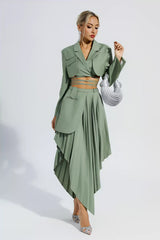 Myra Green Ruffle Blazer Set