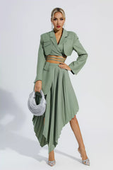 Myra Green Ruffle Blazer Set