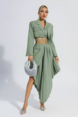 Myra Green Ruffle Blazer Set