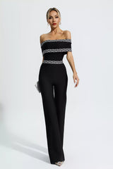 Ryleigh Black Printed Bandage Jumpsuit