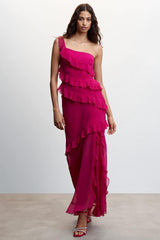 Sleeveless Asymmetric Ruffle Hem Slit Maxi Dress