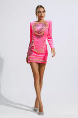 Stephanie Pink Sequin Diamond Mini Dress