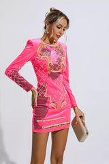 Stephanie Pink Sequin Diamond Mini Dress