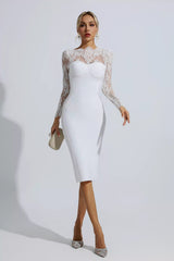 Sylvia White Lace Bodycon Midi Dress