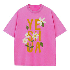 Yeshua With Flower Christian Washed T-Shirt