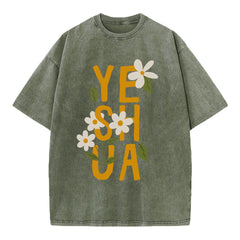 Yeshua With Flower Christian Washed T-Shirt