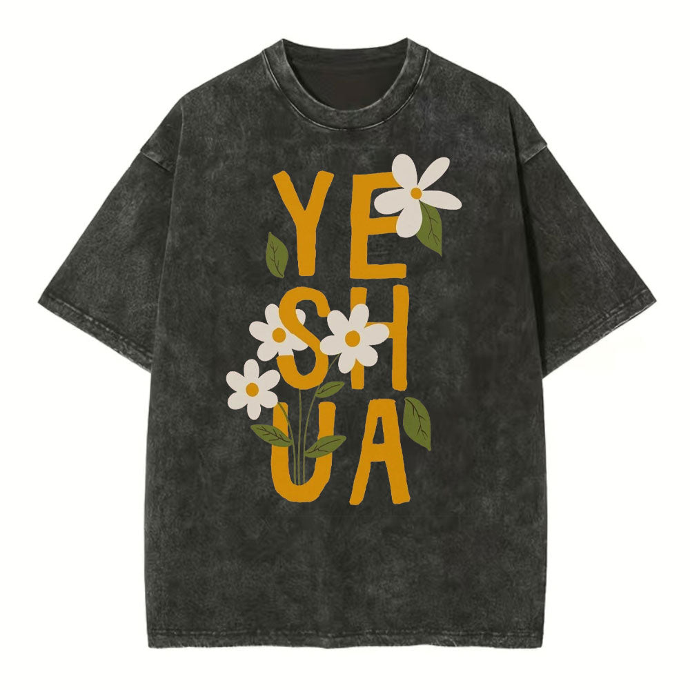 Yeshua With Flower Christian Washed T-Shirt