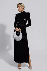 Zelda Black PU Maxi Dress