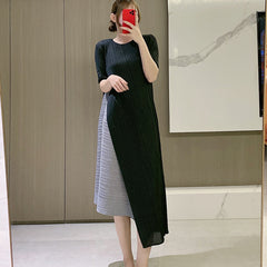 Sanzhai Color Contrast Patchwork Dress