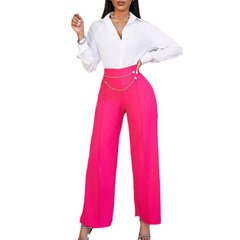 Chain Ornament Wide Leg Trousers