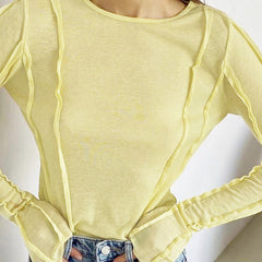 Solid Color Slim-Fit Thin Long SleeveTT-shirt