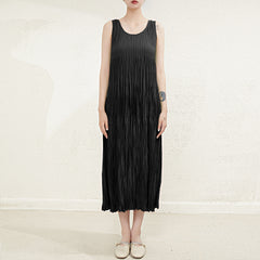 Suspender Skirt Pleated Stretch Sleeveless Vest Dress