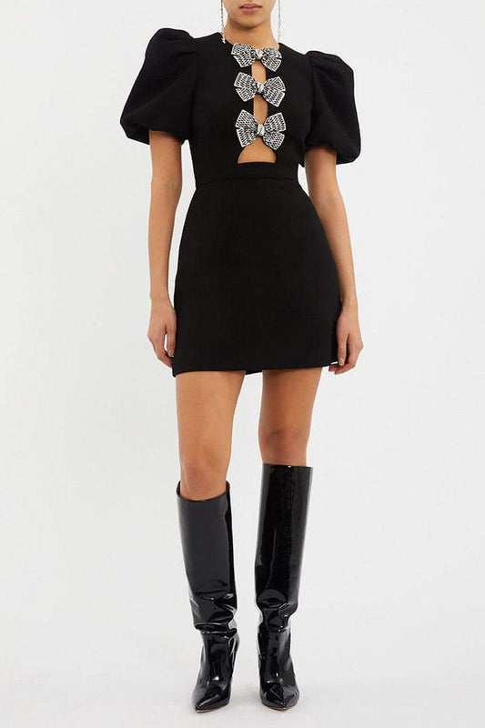 Alva Puff Sleeve Cut-out Mini Dress