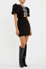 Alva Puff Sleeve Cut-out Mini Dress