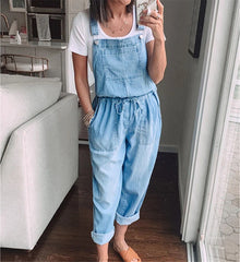 Drawstring Denim Overalls