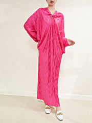 Loose plus Size Batwing Sleeve Draped Dress Djellaba Satin Dress