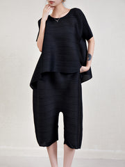 Large Swing Short-Sleeved Shirt Pleated Harem Pants Suit