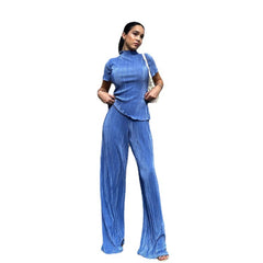 LeisureTT-shirt and High Waist Pleated Pants Suit