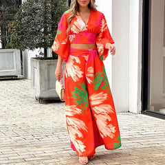 Printed High Waist Casual Suit