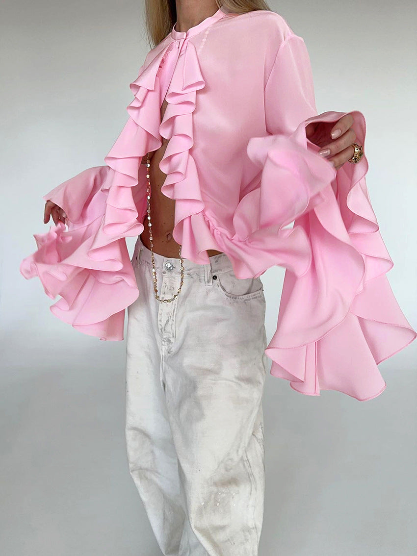 Ruffled Long Sleeve Shirt