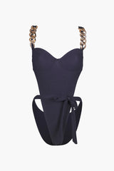 Chain Knot Bustier One-Piece Swimsuit