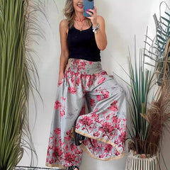 Printed Wide-Leg Pants Casual Pants Trousers